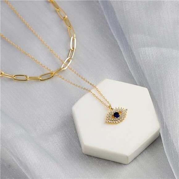 Layered Heart Necklace Pendant Handmade 18k Gold Plated Dainty Choker Arrow - Picture 4 of 7